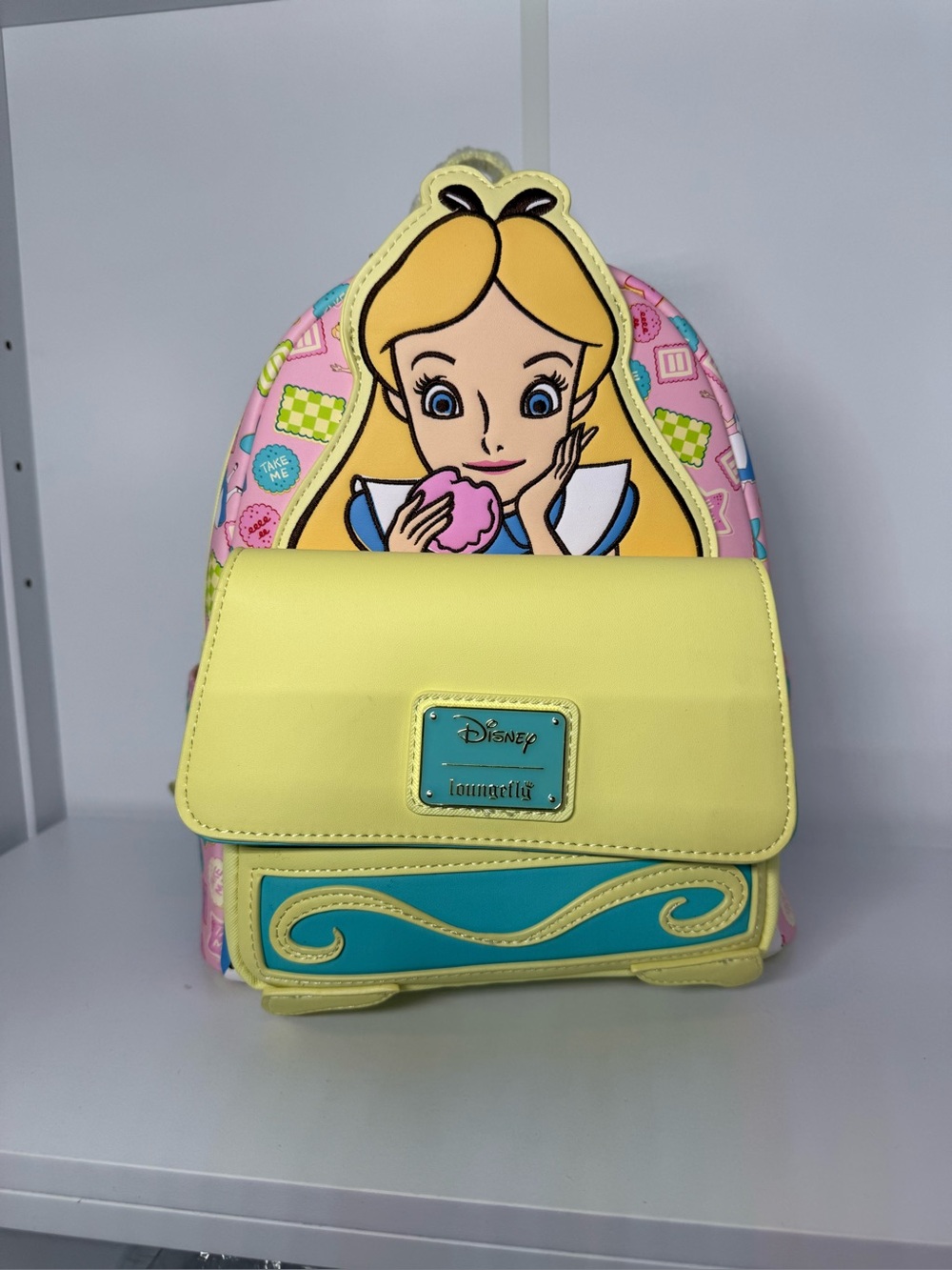 Loungefly Disney Alice in Wonderland Cookies Take Me Mini Backpack NWT